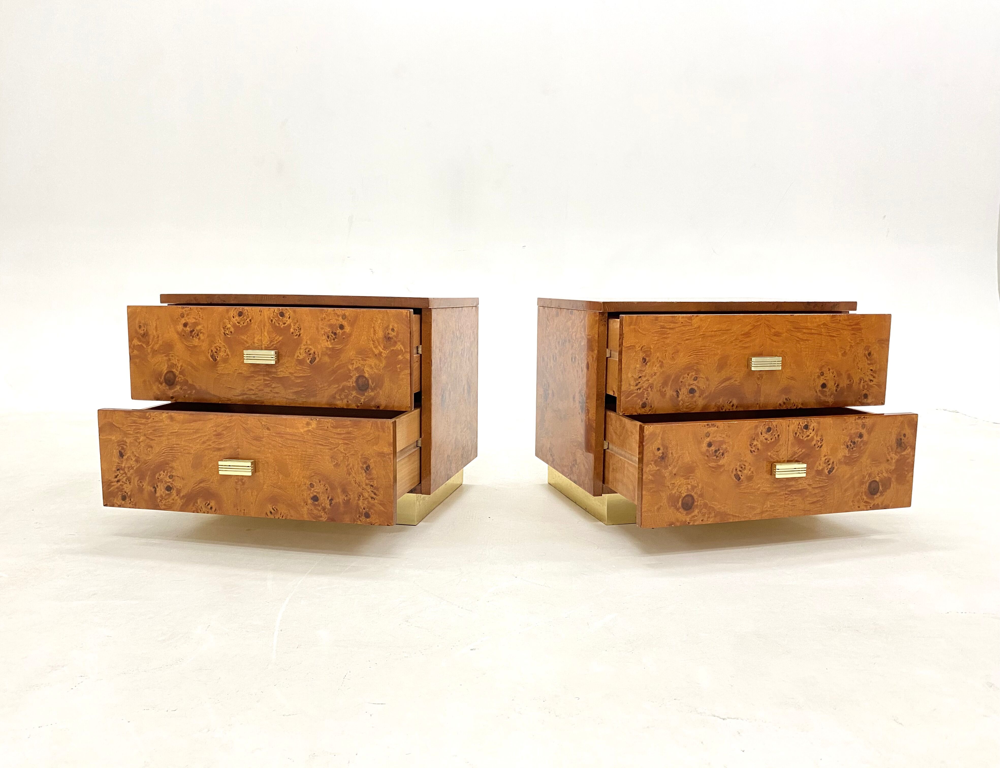 Pair of bedside tables elm magnifying glass 1970s