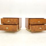 Pair of bedside tables elm magnifying glass 1970s