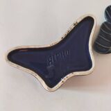 Vintage blue enameled ceramic butterfly box signed alpho