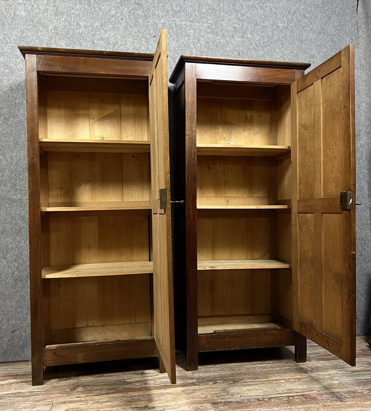 Pair of late 19th century bonnetières in stained beech circa 1880