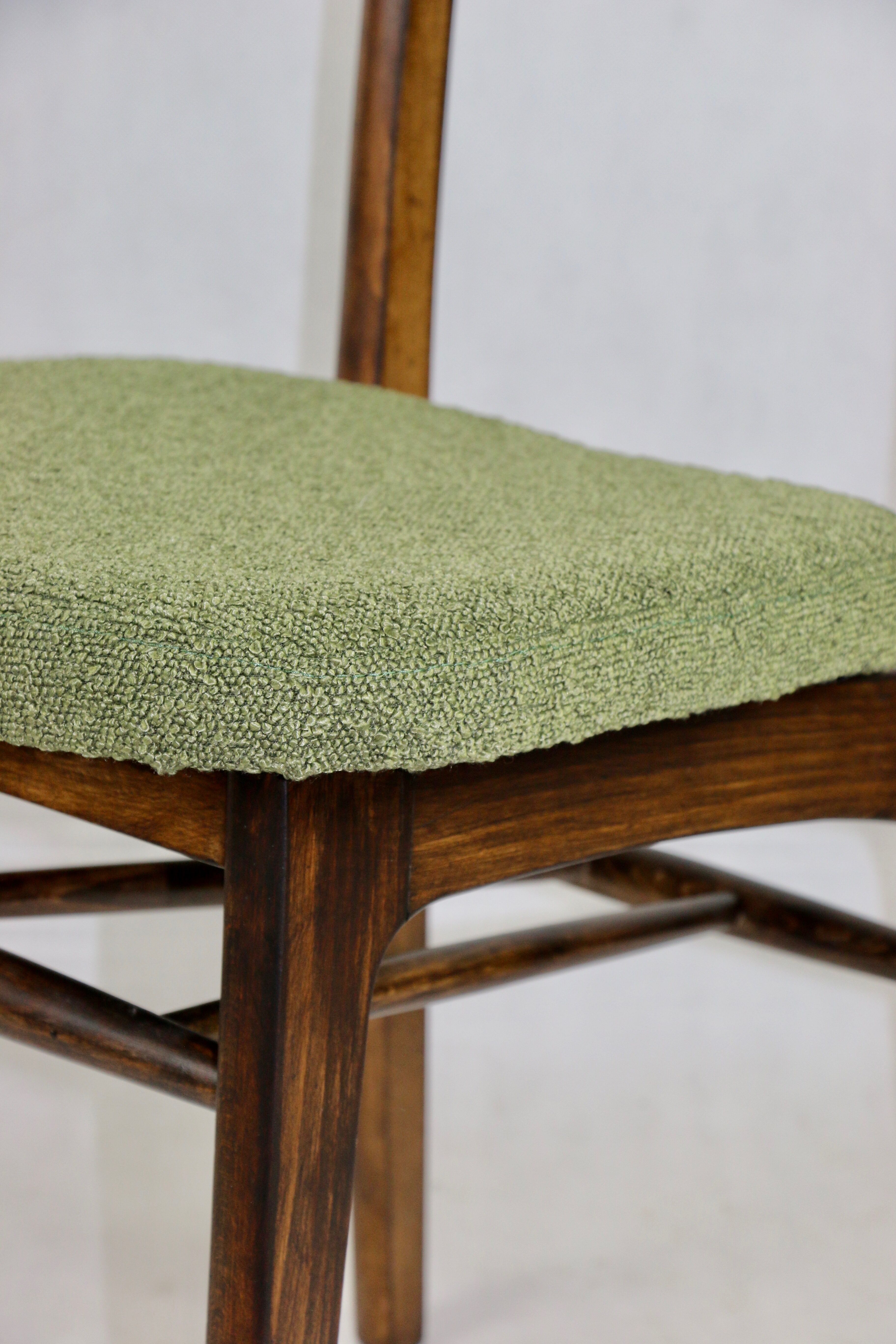 Green olive boucle dining chair from rajmund halas, 1970s,