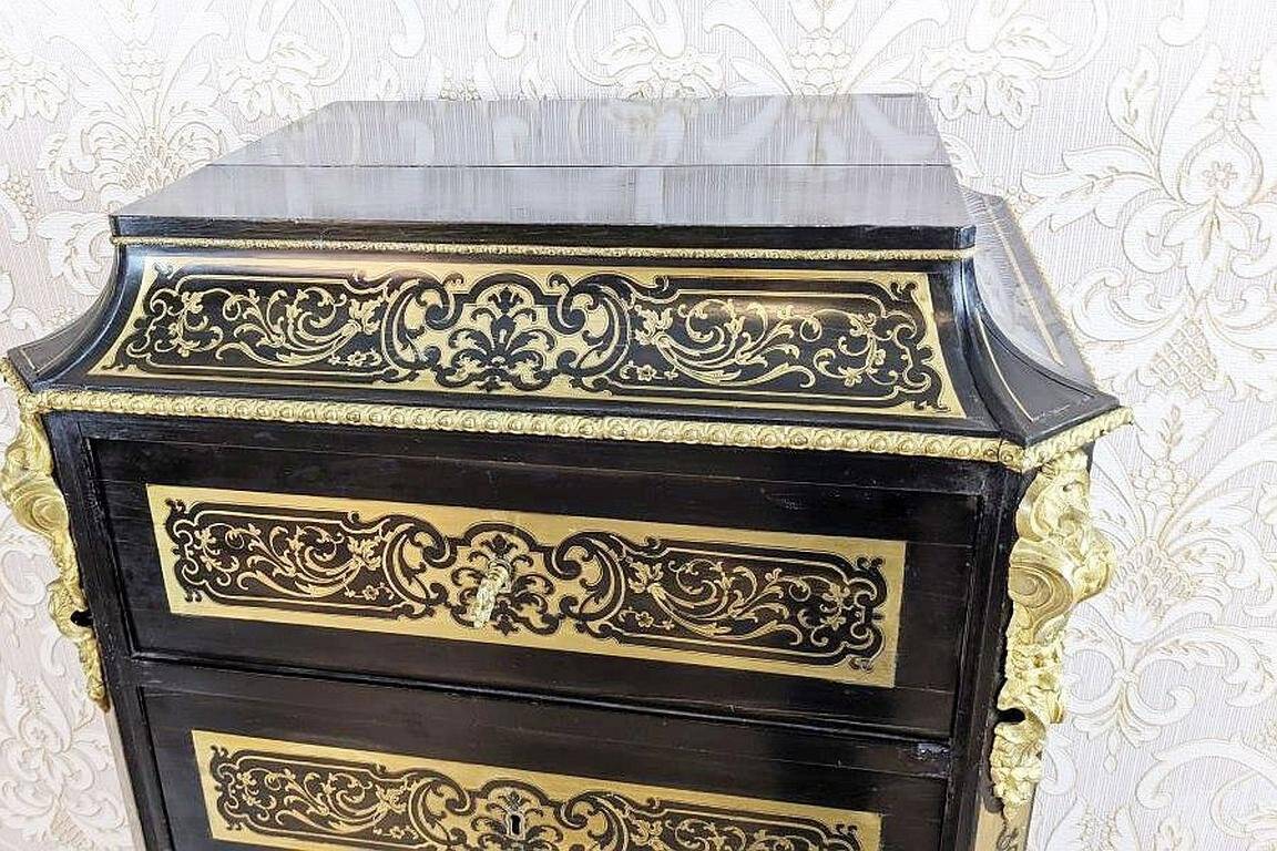 Antique Baroque Revival Inlaid Dresser, 1890s