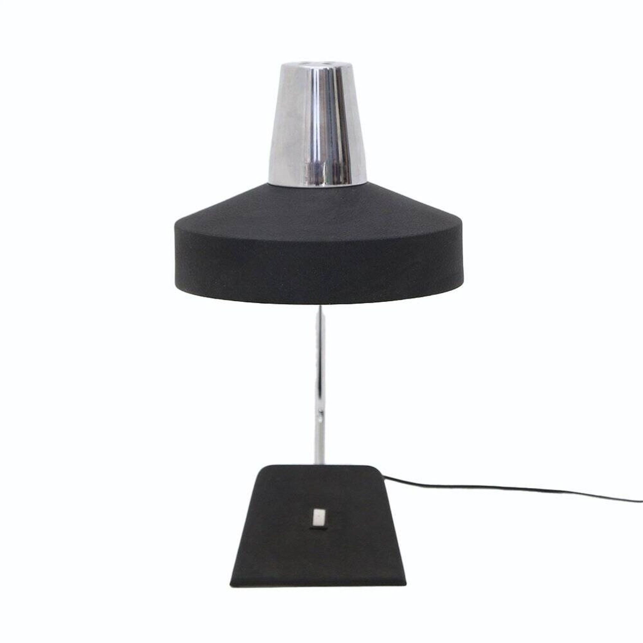 Table lamp in chrome metal and painted black by Seminara, 1960s.