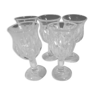 5 verres à liqueur vintage