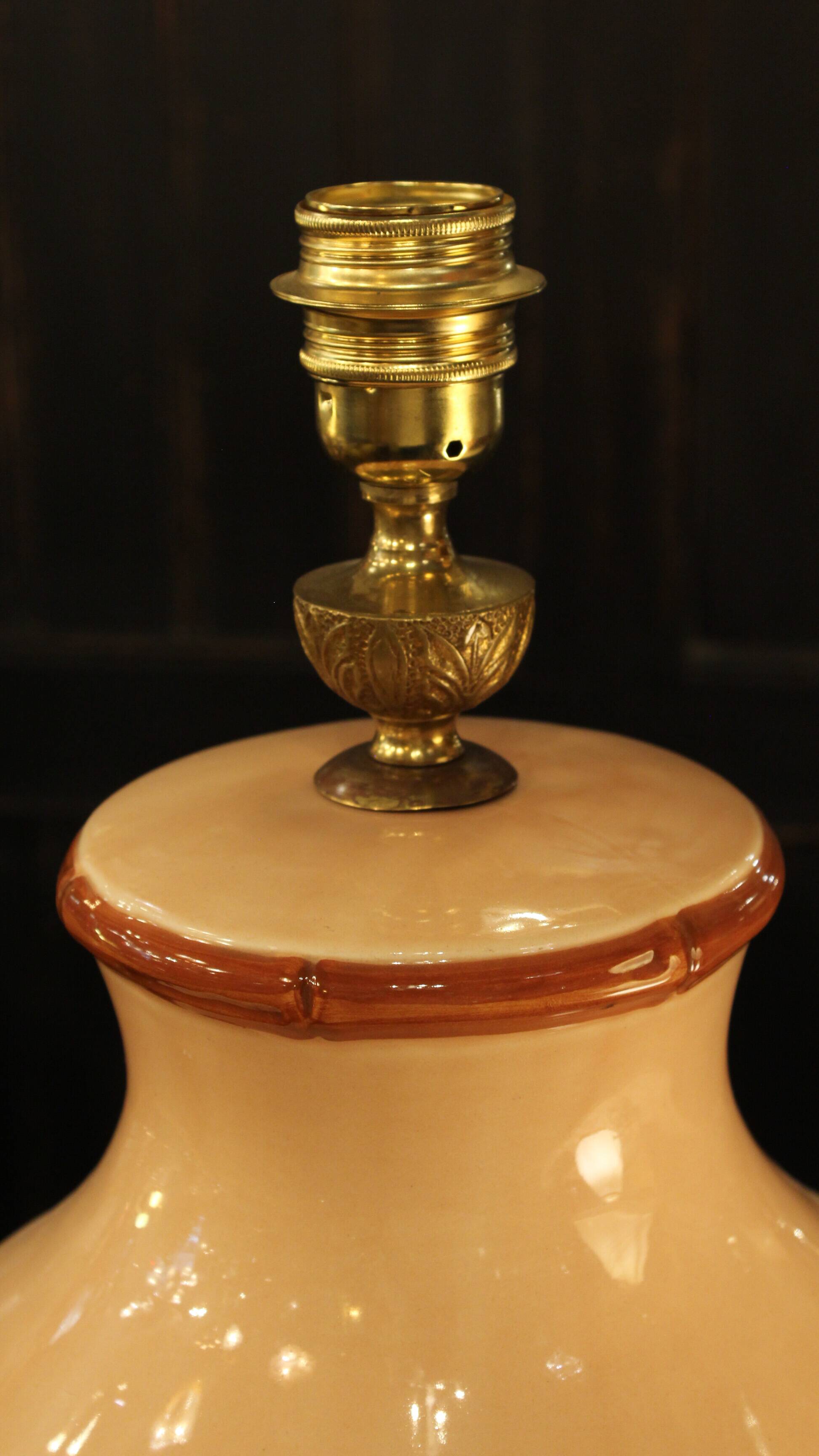 Ceramic lamp from Manises in bamboo style