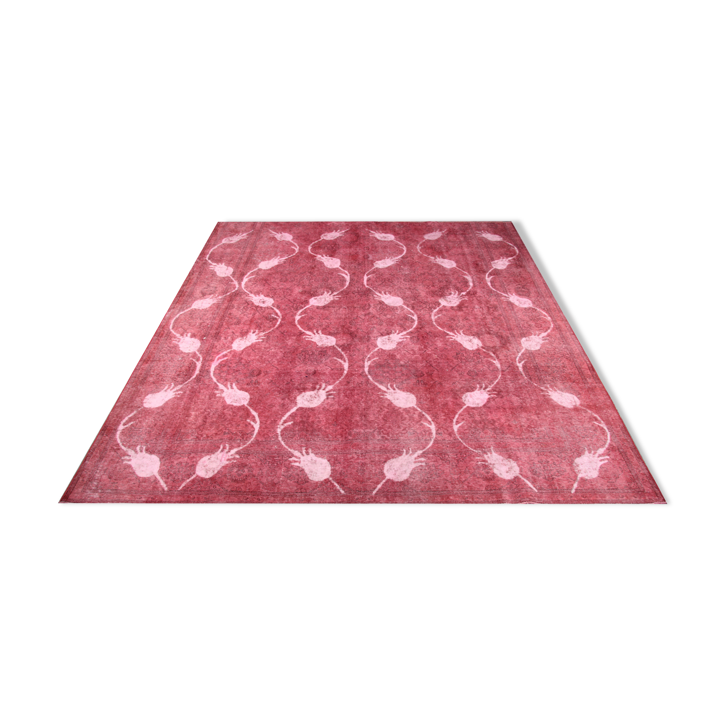 Tapis persan rouge fait à la main tapis traditionnel en laine orientale - 296x328cm