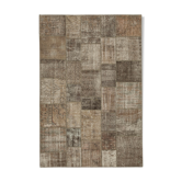 Handwoven oriental overdyed 202 cm x 303 cm brown patchwork carpet