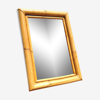 Rectangular rattan mirror 27x38cm