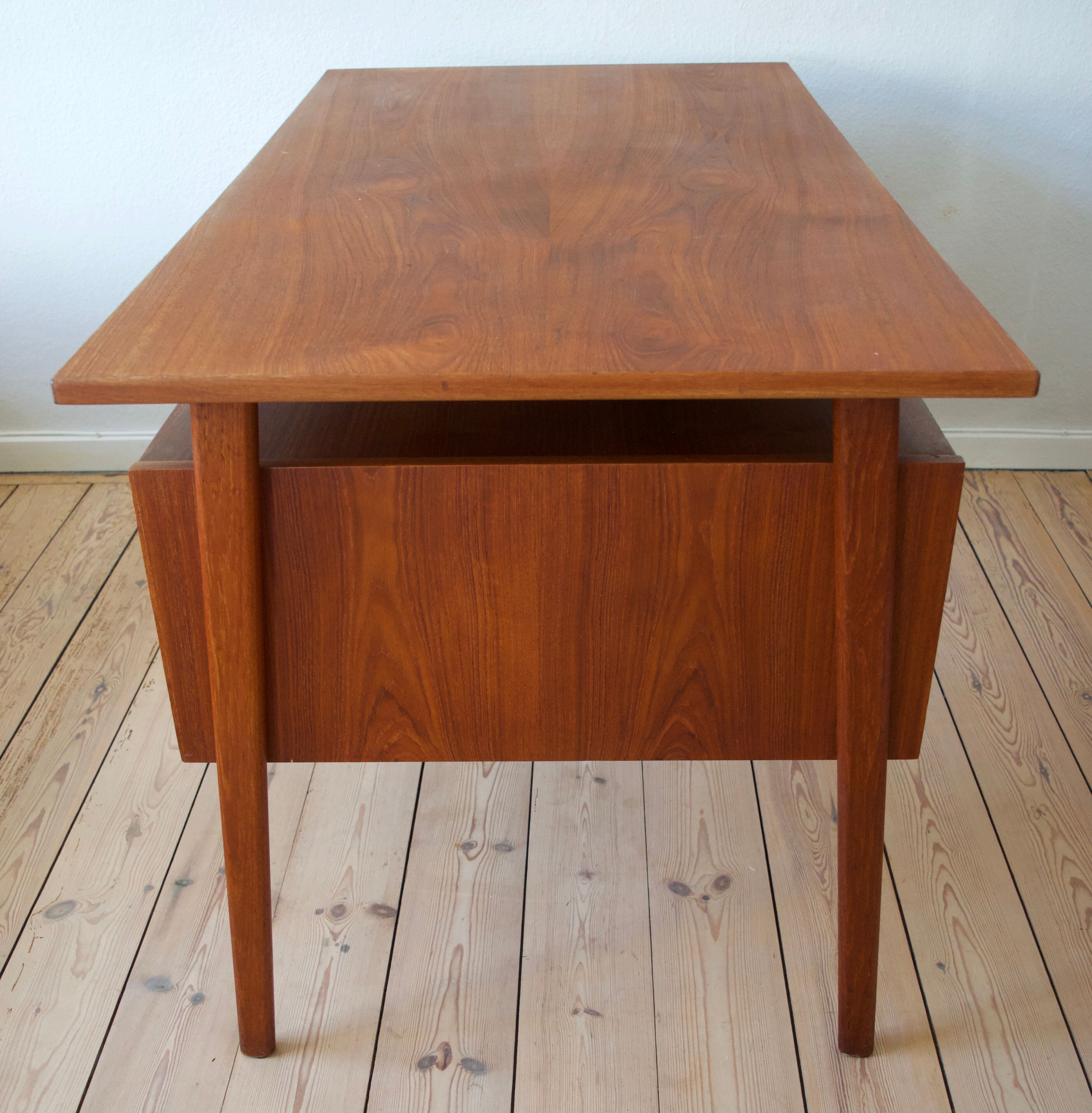 Danish teak floating desk by A.P. Svenstrup, 1960