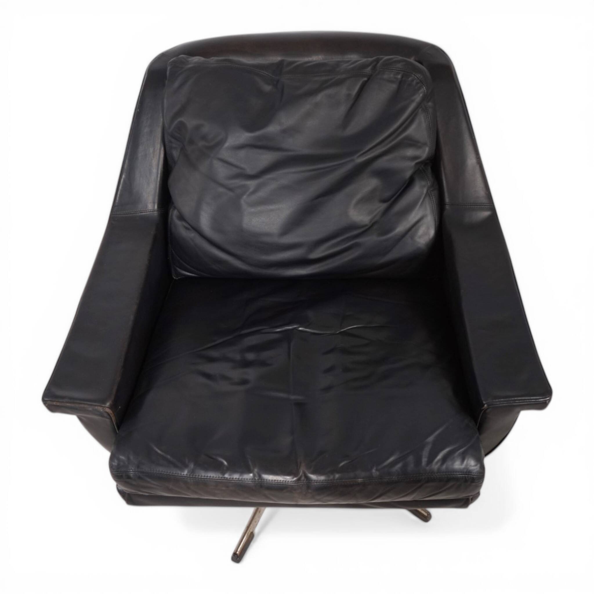 ESA 802 Black Leather Lounge Chair by Werner Langenfeld, 1970
