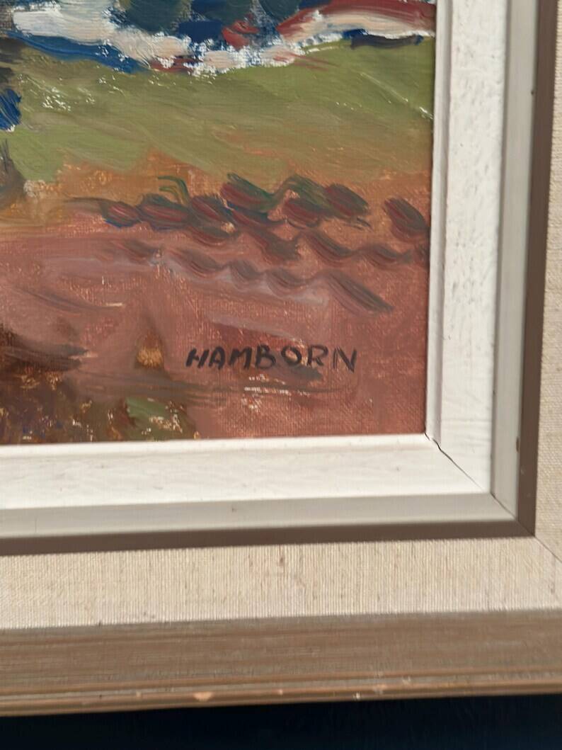 Original Swedish Oil on Canvas – “Mediterranean Scene” by Axel Hamborn – Signed – Vintage & Framed