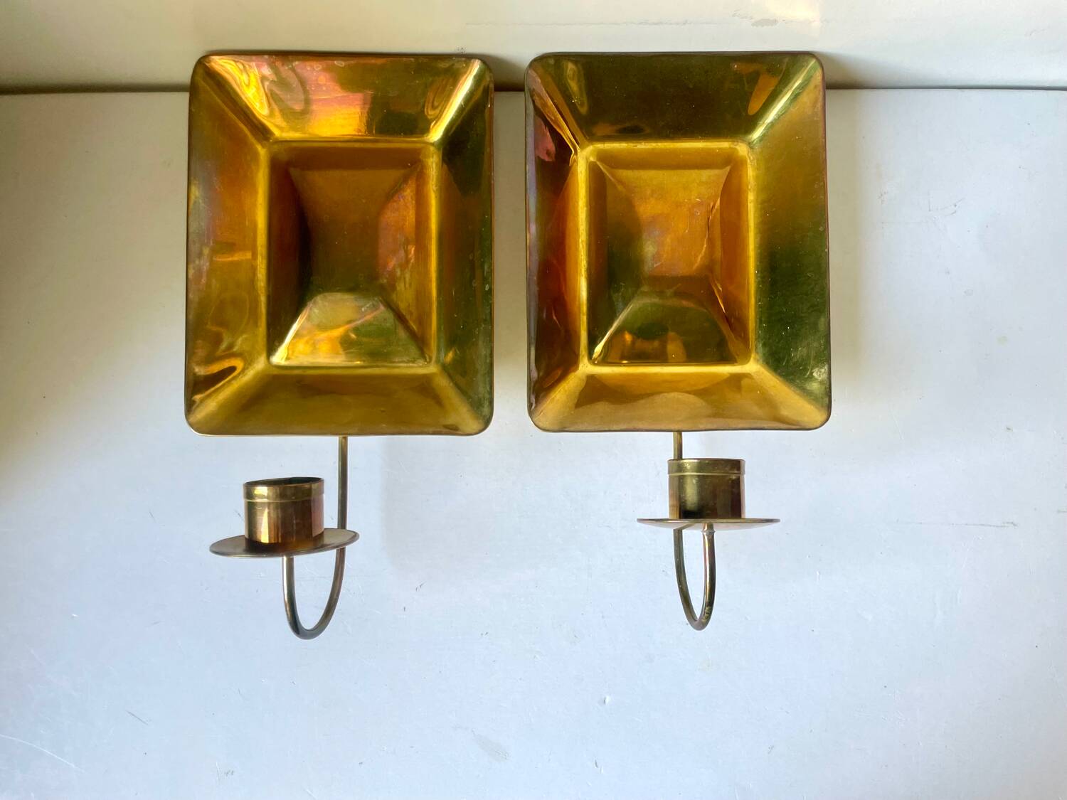 Pair Vintage Brass Wall Candle holder  Sconce  height 24 cm