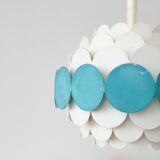 Vintage pendant lamp in white and green metal