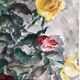 Watercolor signed godeau: pink flowers in glass vase, figurative, painting on paper without frame