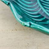 Ceramic cup signed CAB, green leaf, 1950s, slip