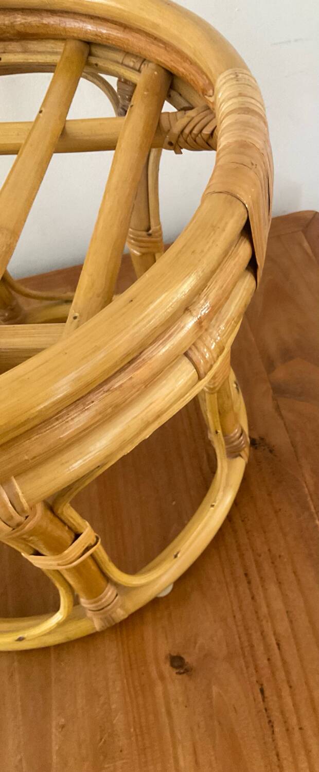 Vintage rattan ottoman from the 70s