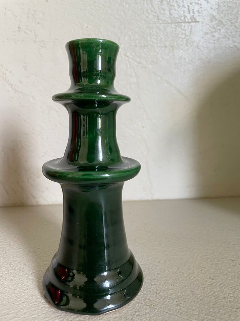 Ceramic candle holder Tamegroute green