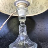 Lampe corps verre moulé avec abat-jour crème vintage