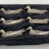 Set of 6 Vintage Duck-Shaped Silver-Plated Knife Rests SILEA