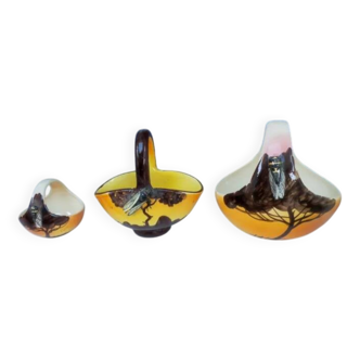 Earthenware signed J.Massier and Sicardd, set of 3