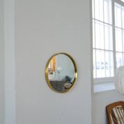 Modern brass mirror from the mid-century by Glasmäster in Markaryd, Sweden, 1960s.