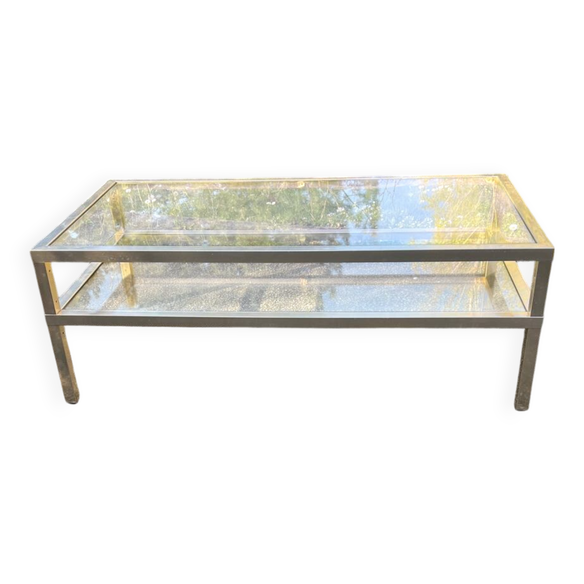 Coffee table, vintage 70s. 2 glass tops.