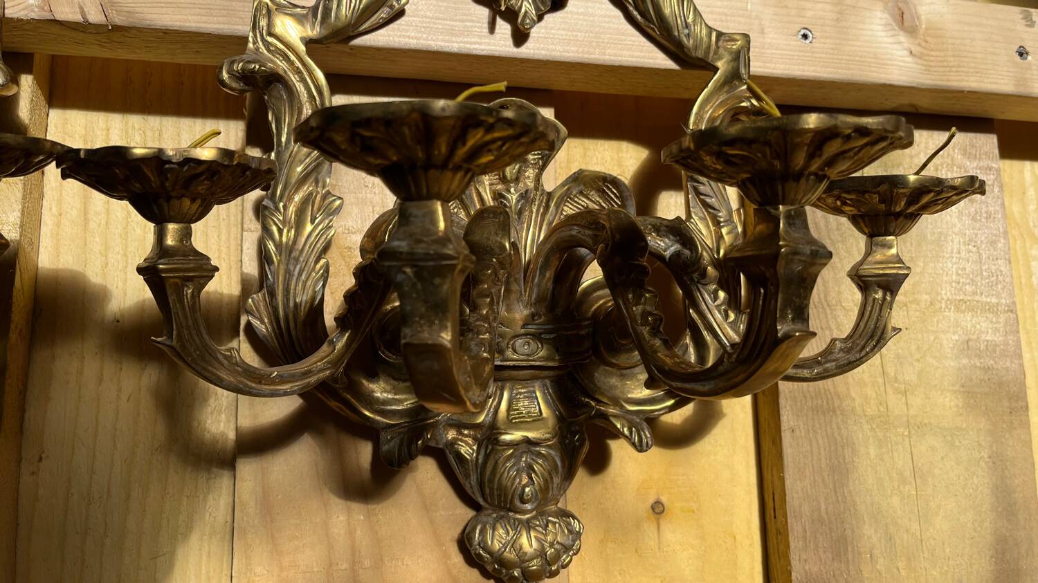 Pair of LXV style gilt bronze wall lights