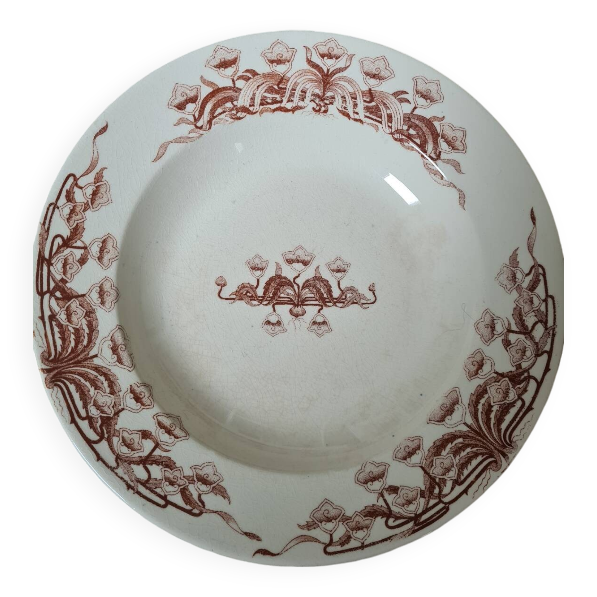 Sarreguemines Iron Earth Soup Plates 1910