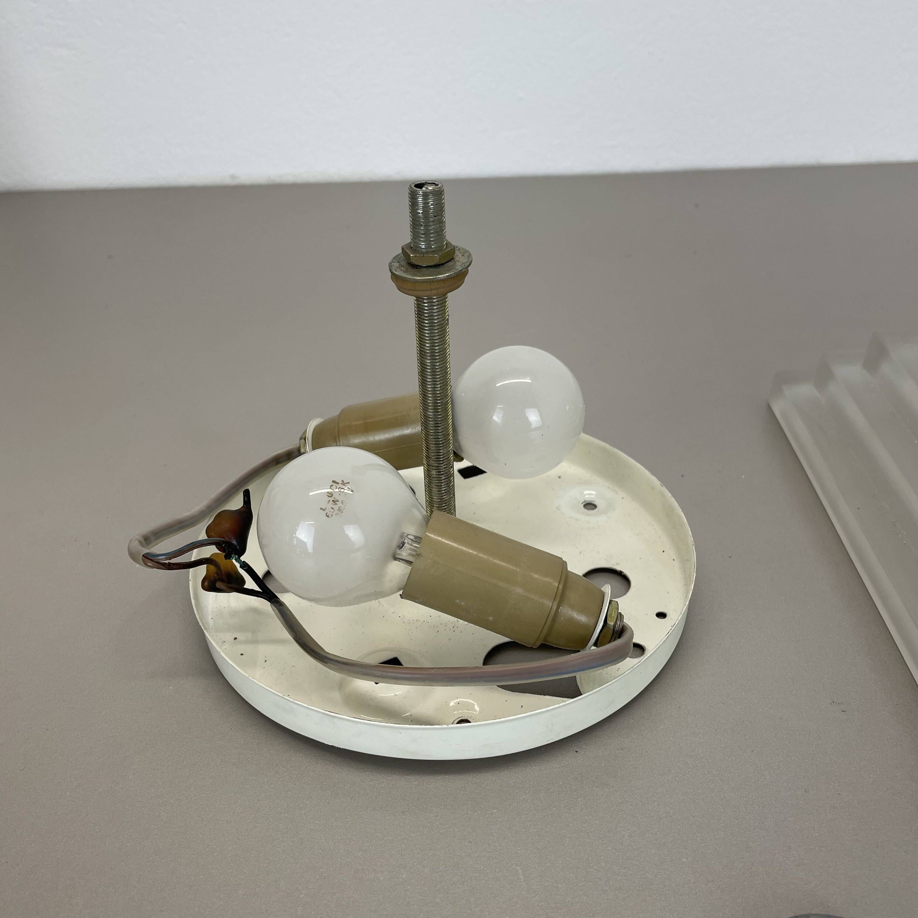Cubic satin white glass wall light by glashütte limburg attrib., germany 1980s