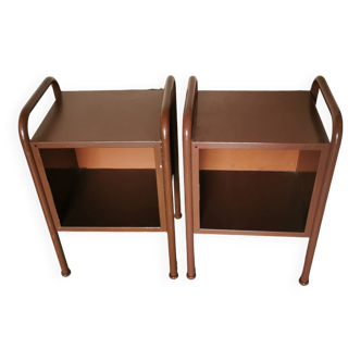 Pair of boarding school bedside tables