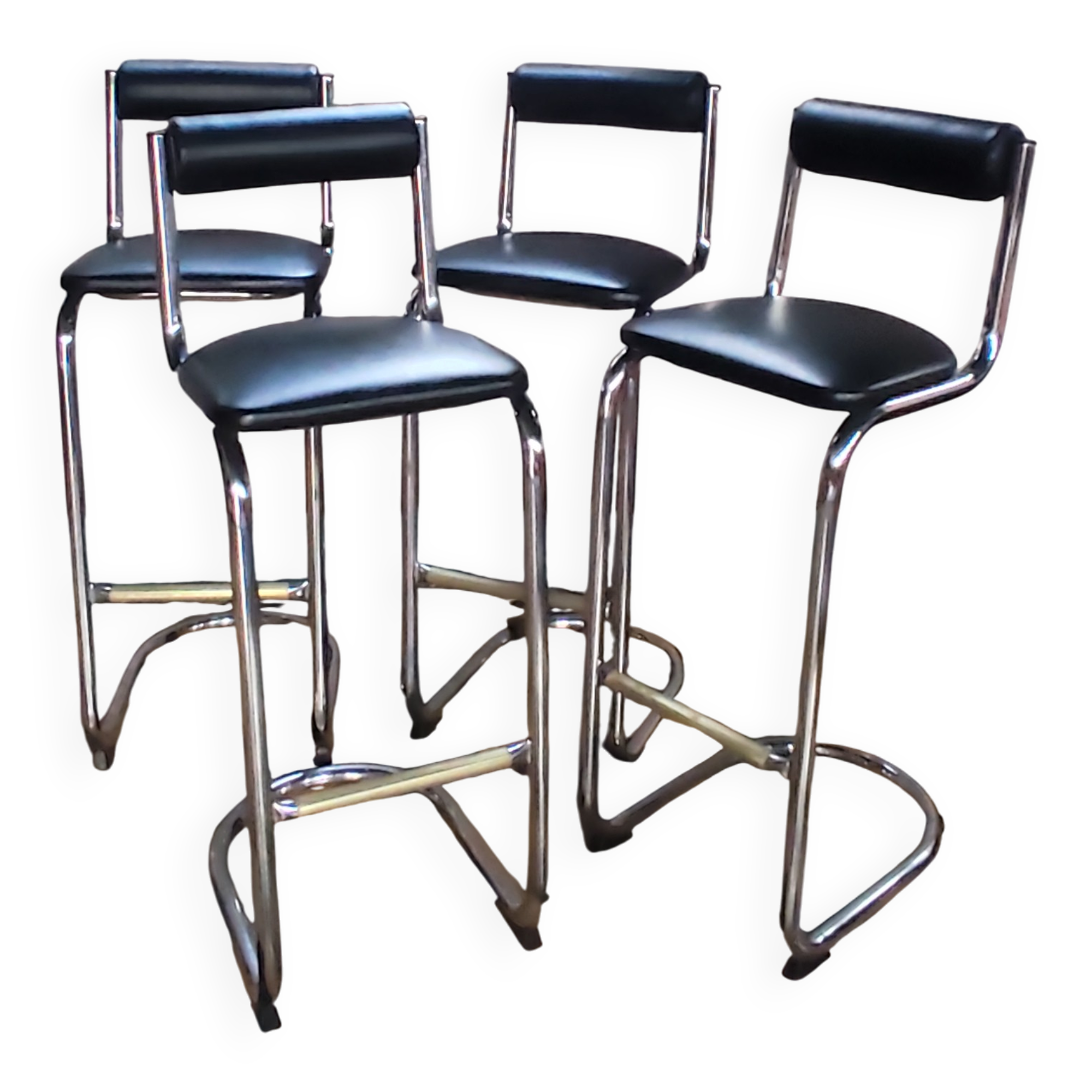 Chaise tabouret de bar chrome 1980