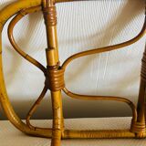 Vintage rattan wall-mounted coat rack