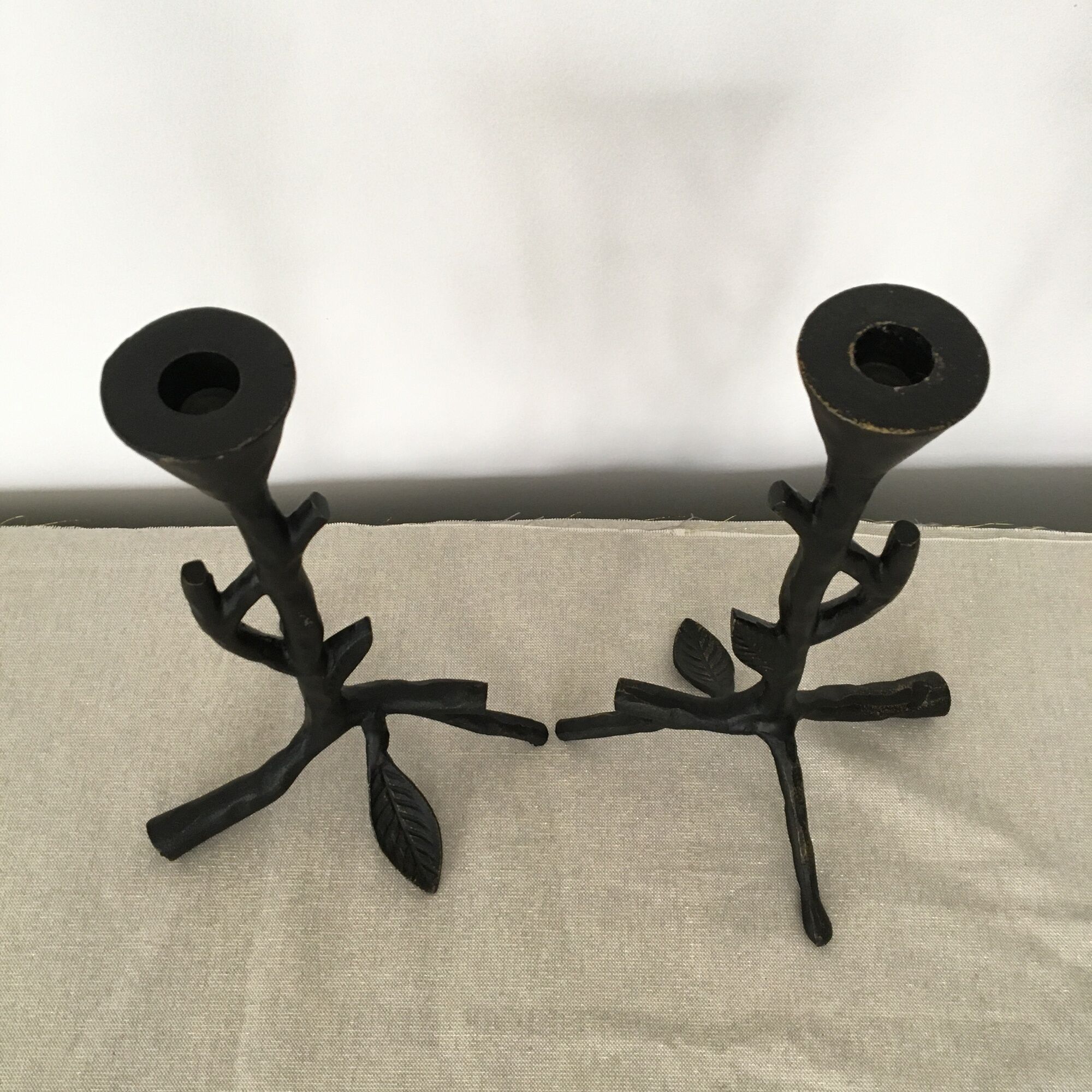 Pair of candle holders branch