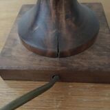Vintage lamp with wooden base and wool and plant shade