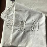 Tablecloth monogram MD square English embroidery