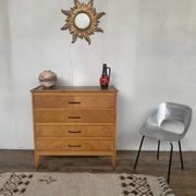 Commode à 4 tiroirs en chêne clair vintage des années 1950