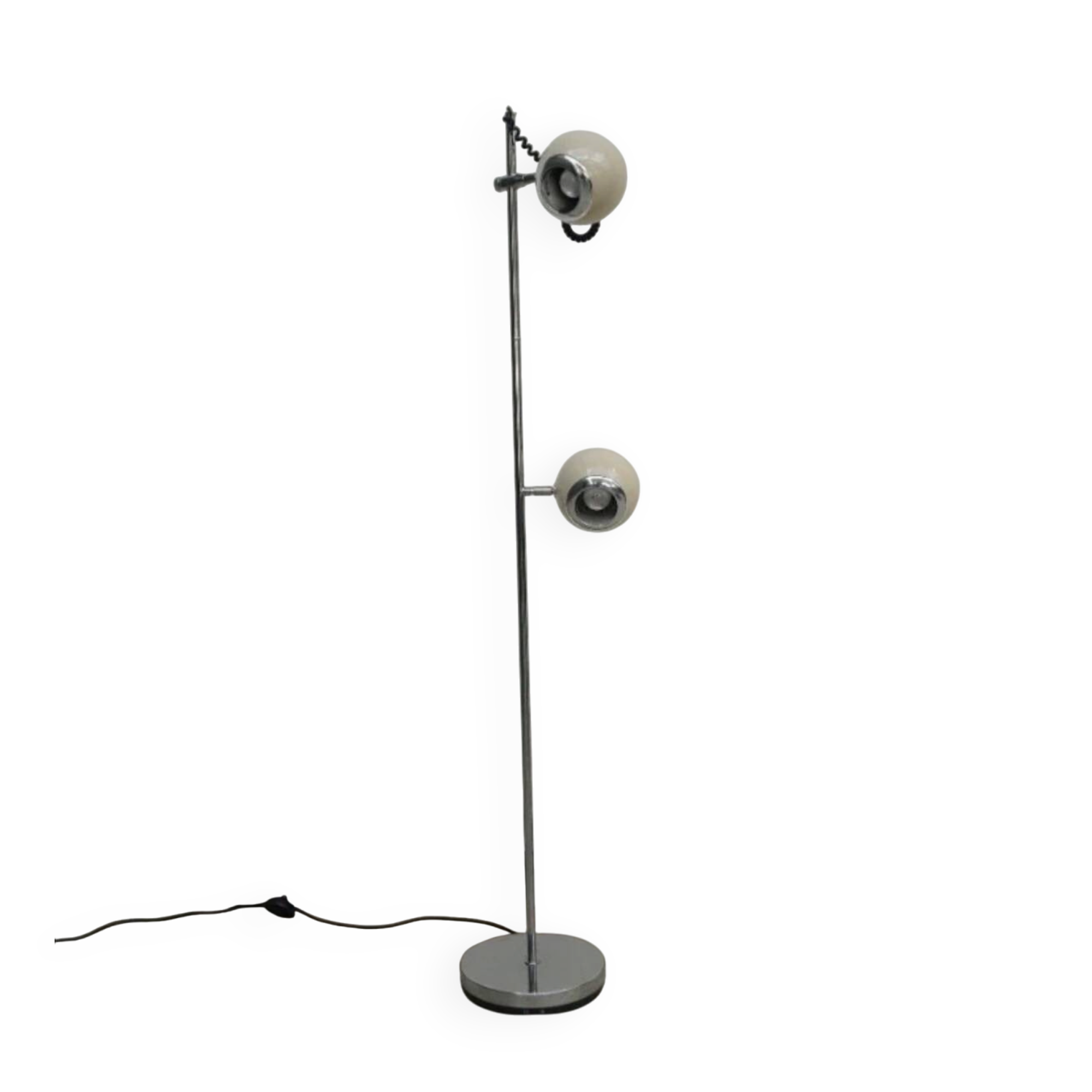 Vintage Italian floor lamp – 2 cream spots – 1970s Reggiani style