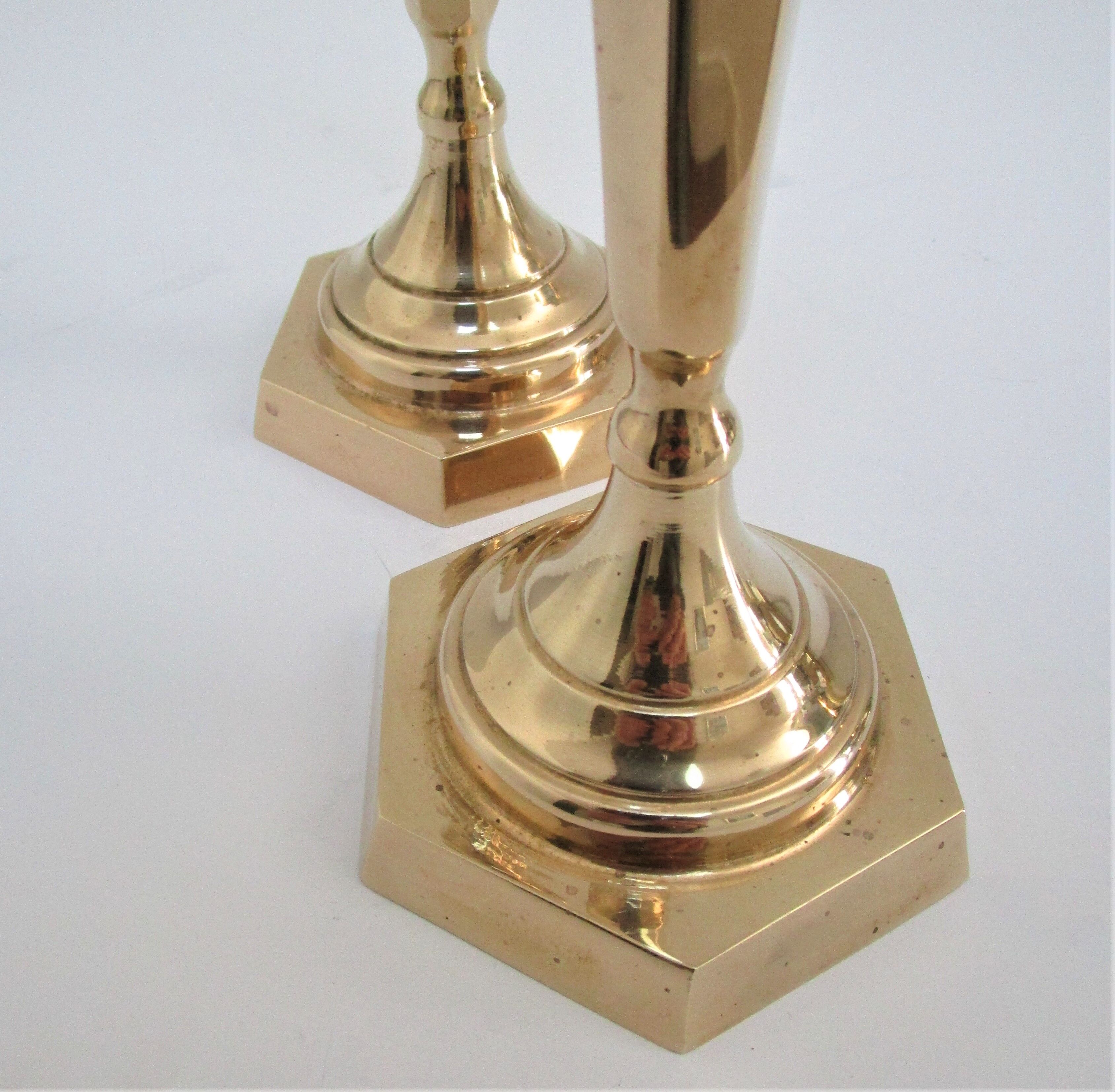 Pair of solid brass candle holders neo classic vintage style