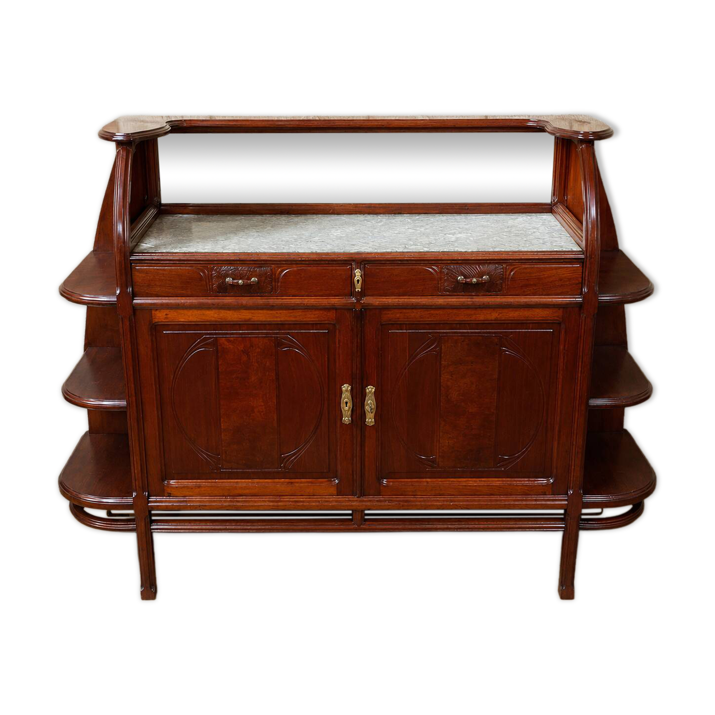 Important buffet desserte Art Nouveau – Mercier Frères Paris – Acajou