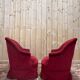 Paire de fauteuils crapauds en velours rouge bordeaux - Style Napoléon III