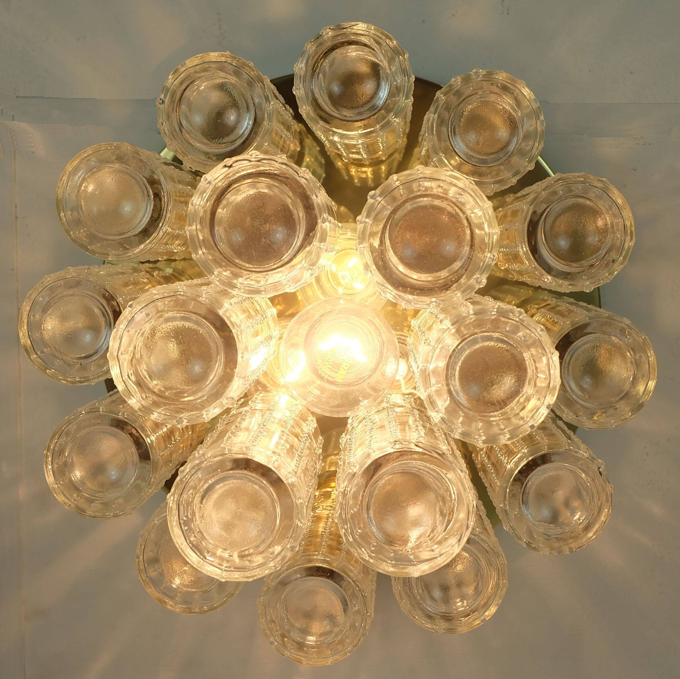 limburg mid century CEILING LIGHT ceiling fixture with 18 glass tubes