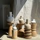 Large handcrafted terracotta vase painted white with double handles H40 D30