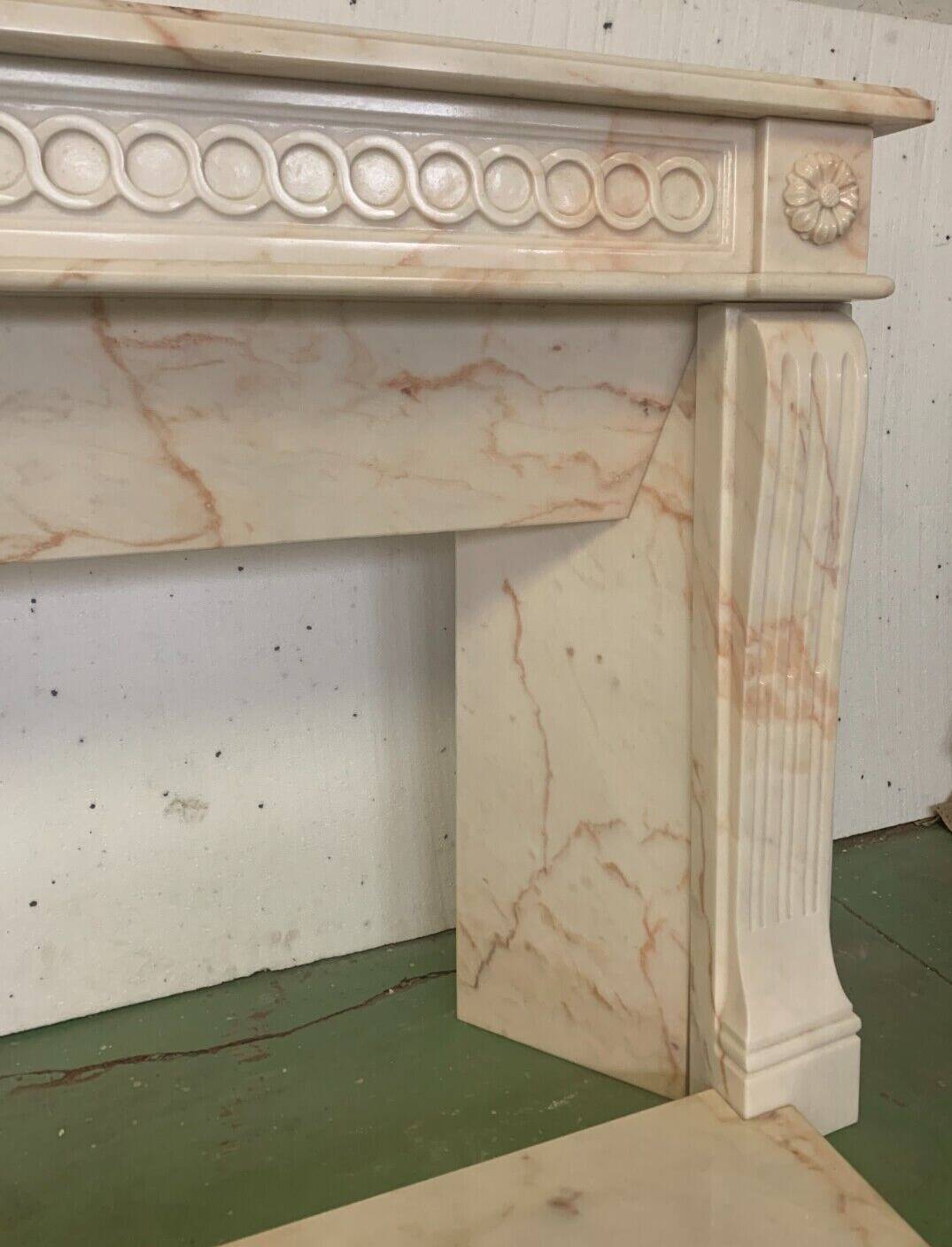 Louis XVI Style Fireplace In Pink Veined Marble XX Century