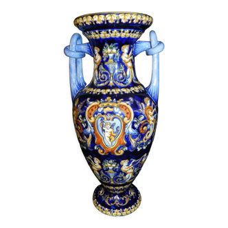 Gien vase with handles