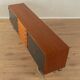 Classic sideboard from the 1960s, teak veneer, black doors, Bauhaus stainless steel feet