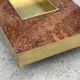 Willy Rizzo coffee table in walnut burl and brass 1970