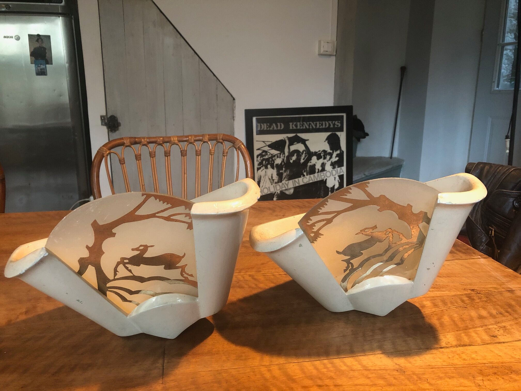 Pair of vasques wall light 1950 plaster