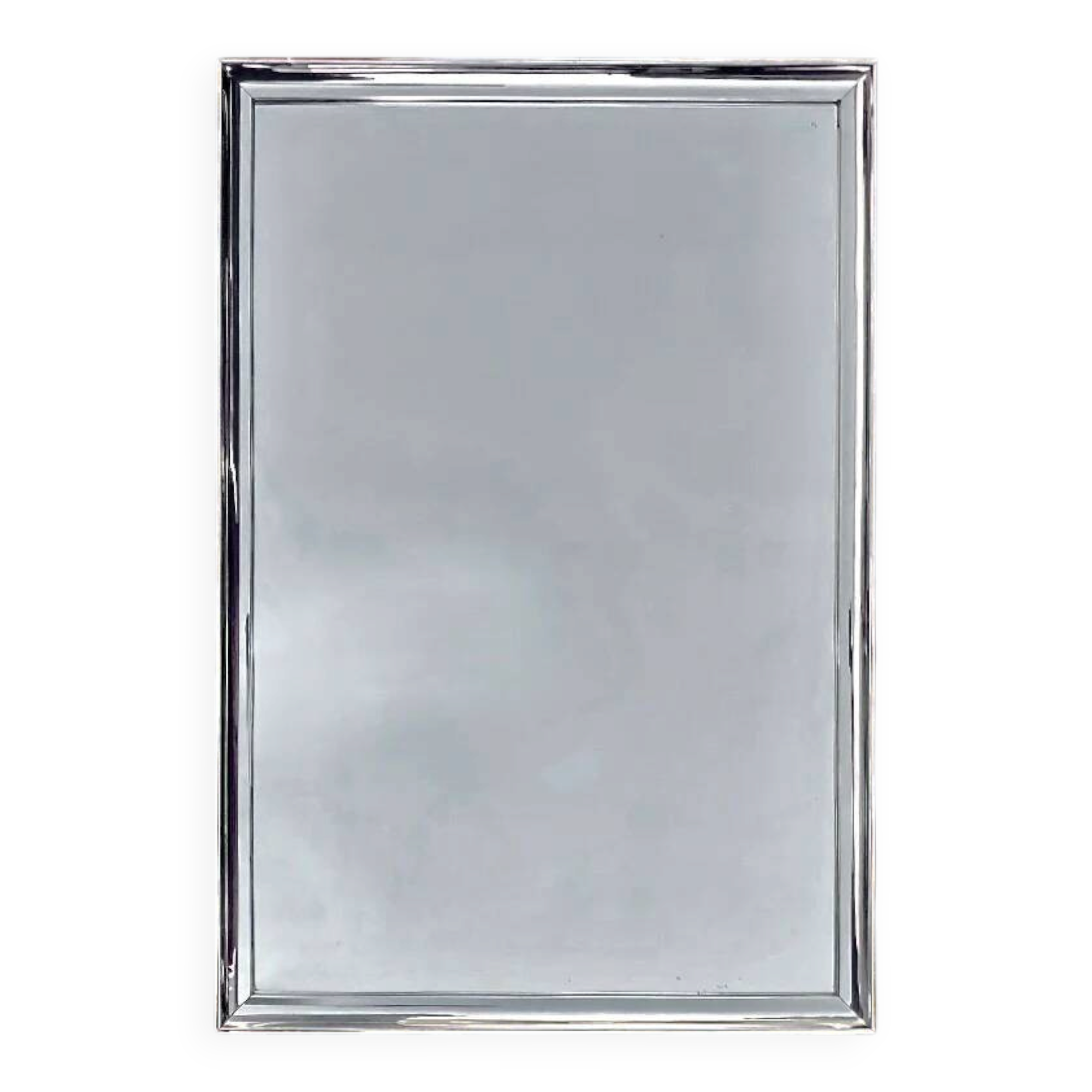 Vintage rectangular mirror Deknudt – polished aluminium frame – Belgium 1970s
