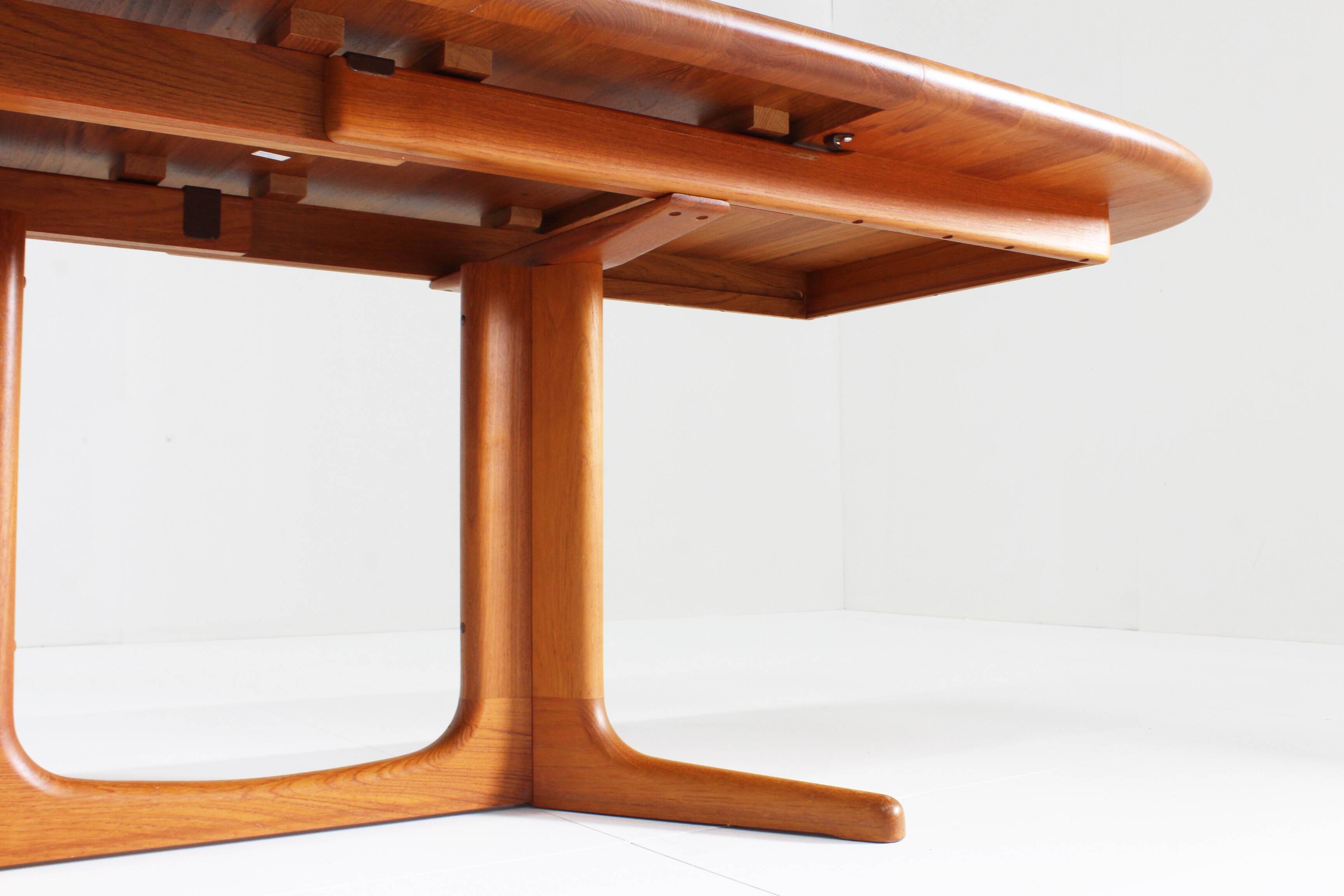 Vintage Glostrup Danish oval extendable dining table solid teak 1960s