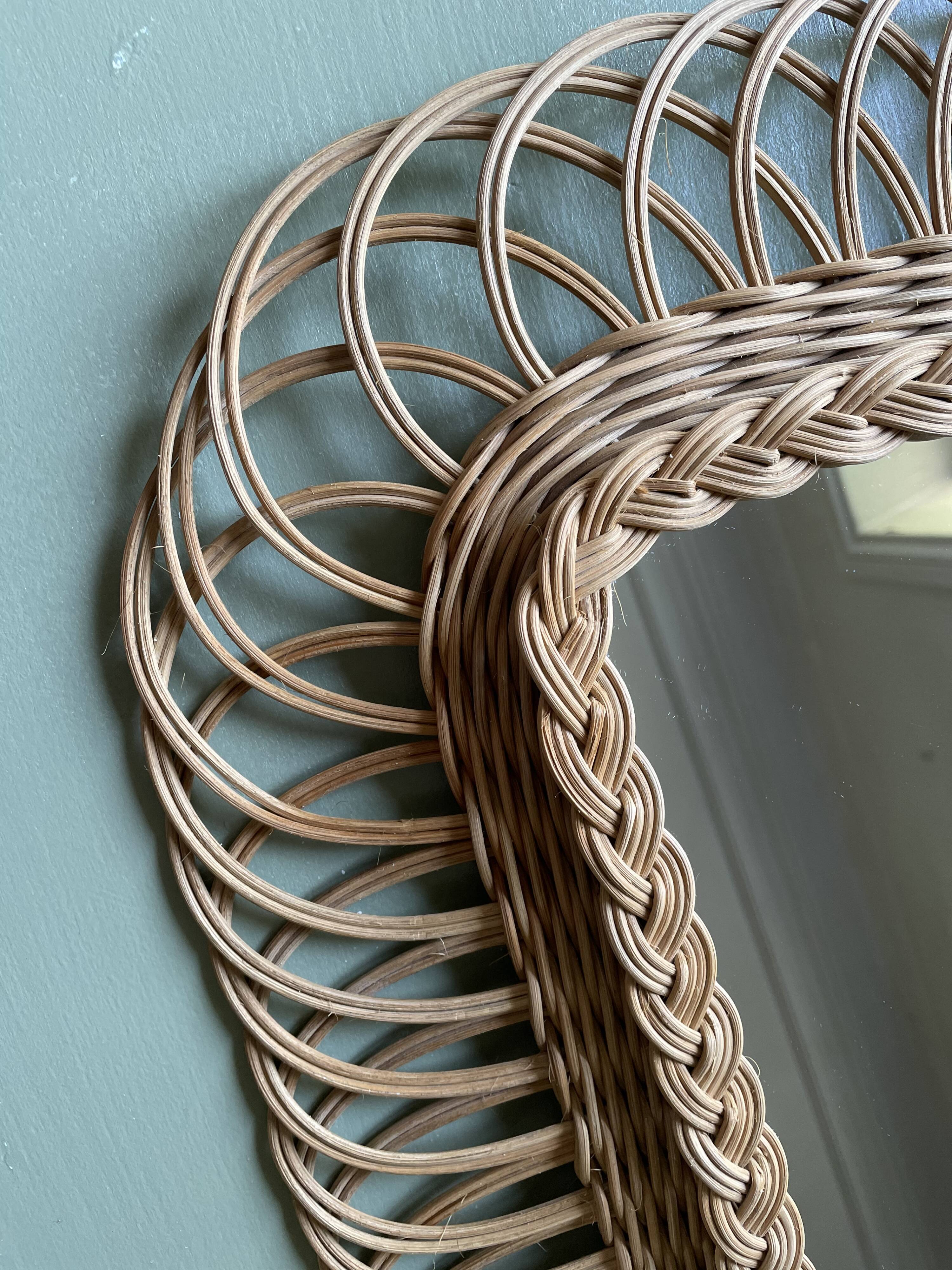 Miroir rotin vintage H72 X L48